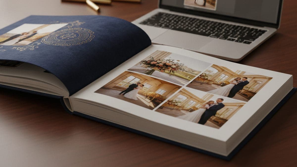 Diagramador de álbum fotográfico grátis: monte, aprove e exporte sem pagar nada