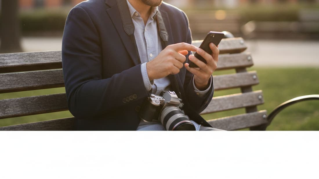 Fotógrafo respondendo rapidamente a mensagem de um lead pelo celular